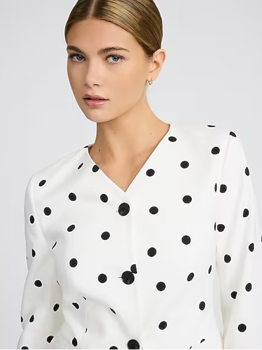 NWT Express Polka Dot Collarless Cutaway Blazer in Stretch Cotton